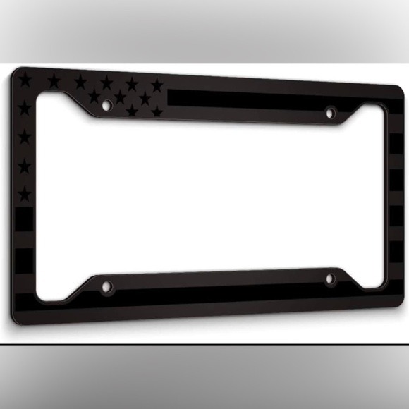 American Flag License Plate Frame Black Car Tag Frame, 2 - Picture 1 of 6